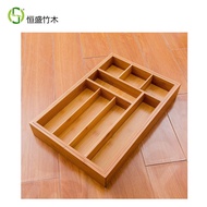 Hengsheng Bamboo Wood Divider Retractable Drawer Storage Box Extendable Silverware Kitchen Knives St