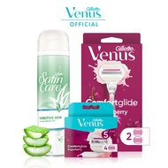 [Bundle of 3] Gillette Venus Comfortglide Sugarberry 1 Handle + 6 Razor Blade Refills / Cartridges +