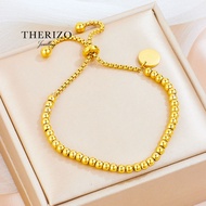 Therizo Titanium Simple Beads Design Adjustable Bracelet Gelang Tidak Berkarat