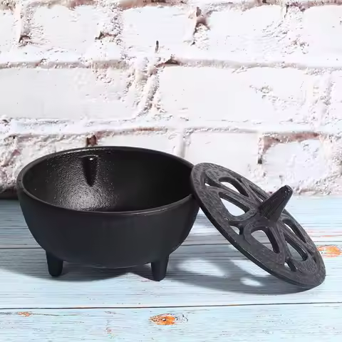 Durable Black Incense Burner 8.5 X 8.5 X 7cm Cast Iron Aroma Censer Incense Holder Indoor Use