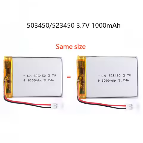 503450/523450 1000mAh 3.7V Polymer Lithium Rechargeable Battery For for PS4,Cameras, GPS, Bluetooth 