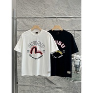 EVISU/God of Fortune 2026 Classic Round Neck Short-Sleeved T-Shirt Men Women Original Design Contras