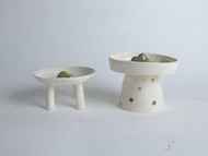 /心中的小神山/ 手捏陶瓷寵物慢食碗