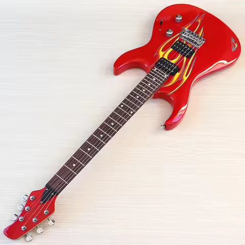 Children Electric Guitar 36 Inch 6 String Flame Top Canada Maple Neck High Glossy Beginner Practice 
