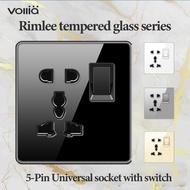 Vollia 13amp universal wall socket electrical power socket outlet double multi wall Socket 3/5 pin wall plug socket with switch for house international double wall socket glass panel modern wall sockets and switches
