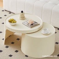Free Shipping~~Nordic Living Room Household Round Coffee Table Combination Influencer Cream Style Sm