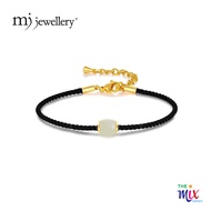 MJ Jewellery The Mix Collection 999.9/24K Gold Foil Inlaid White Jade Rope Bracelet Set L12-J3