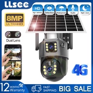 LLSEE V380 Pro Dual Lens Wireless CCTV Solar 4G SIM Card 8MP 4K PTZ CCTV Outdoor Camera WIFI 10X Amplified Mobile Tracking Bidirectional Call Color Night Vision