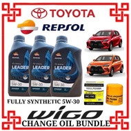Toyota Wigo Change Oil Bundle, Repsol 5W-30 Fully Synthetic Plus OIL Filter