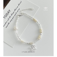 Lắc tay bạc nữ TLEE hạt bạc vỡ mix Trai nước ngọt tự nhiên treo Charm hoa xinh xắn TLEE JEWELRY LT02