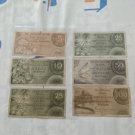 Uang Kuno Netherlands Indies Federal Set 6 Lembar 5 - 100 Gulden VF