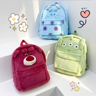 2024 New Strawberry Bear Backpack Cartoon Student Plush School Bag Cute Sullivan Anime Style Backpac