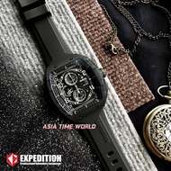 [Original] Expedition E6782 MCRBABA Tonneau Chronograph Men Watch with Black Dial Black FKM Rubber Strap