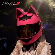 Full Face Helmet HNJ Motorcycle Helmet With Cat Ear Visor Helmet Motorcycle Helmet Binaural Helmet