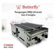 Panggangan Sosis / Kompor Panggang Gas / Panggangan BBQ Infrared Butterfly 2 Tungku P002 Jumbo