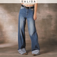 SALISA - BAGGY JEANS PF24 Logo Folded ปล่อยหรือพับชายก็ได้ กางเกงยีนส์