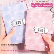2025 Heart Password Lock Cash Wallet - Pu Leather Money Saving Book With Combination Lock, F6c7