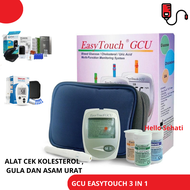 Easy touch GCU Alat Cek Gula Kolesterol Asam Urat GCU 3 in 1 Alat Tes Test Darah Digital