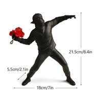 NORTHEUINS Resin Banksy Figurines For Interior Flower Thrower Statue Bomber Sculpture Home Desktop D