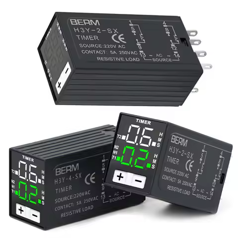H3Y-2 Delay Relay 220V 24V Dual Time with Base Small Digital Display Cycle Time Control Delayer H3Y-