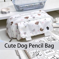 HBEAUTY NAILS Canvas Pencil Case Multi-functional Large Capacity Pen Bag Portable Capybara Dog Cat S