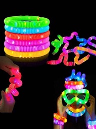 6入組派對用發光pop管,發光棒派對套裝,led Pop管手指陀螺玩具,夜光派對用品,感官發光玩具適用於幼兒,發光生日派對玩具小禮物,適用於男孩和女孩的旅行露營遊戲和活動