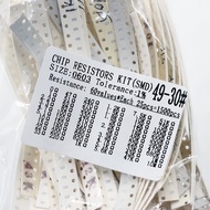 1500pcs SMD Resistor Assorted Kit 0603 0805 1206 1% 60 Values 0 Ohm-10M Ohm High Precision Film Chip