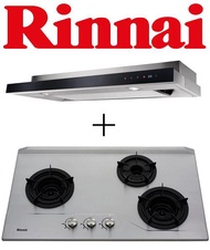 Rinnai RH-S309-GBR-T Slimline Hood With Touch Control + Rinnai RB-3SI 3 Burner Inner Flame Stainless Steel Built-in Hob