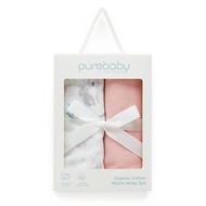 澳洲Purebaby有機棉嬰兒棉紗包巾禮盒/新生兒紗布蓋毯
