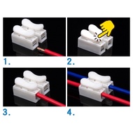 Quick Terminal White Electrical Cable Connectors Fast Lock Wire 2 pin Wire Connector