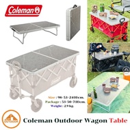 Coleman Outdoor Wagon Table A Top Placed On Cart And Camping Folding Table.