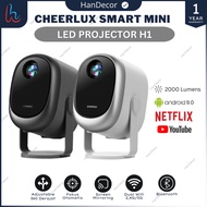 Cheerlux H1 Android Wifi Projector 2000 Lumens Screen Mirroring 360 Rotating | Portable Electric Min