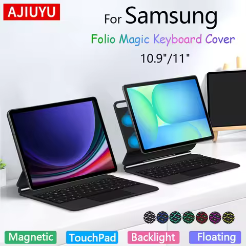 AJIUYU Book Cover Keyboard For Samsung Galaxy Tab S10 FE 10.9" 2025 Case S7 S8 S9 FE 11 inch Magic K