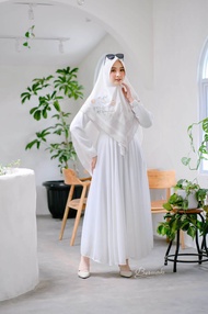 gamis ceruty babydoll set khimar motif kerudung terbaru by bermerks syari premium printing furing