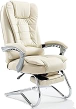 Office Chair High Back Executive Chairs,Leather Computer Seat with Footrest,Ergonomic Double Thick Cushion Gaming Recliner for Study Work (Color : Brown) (Beige) hopeful