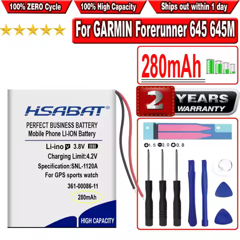 HSABAT 280mAh 361-00086-11 Battery for GARMIN Forerunner 645 245 Music Forerunner645 645M GPS sports