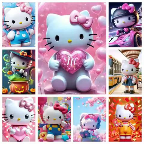 Hello Kitty Sanrio 5D DIY Diamond Painting Kit Diamond Embroidery Cross Stitch Handmade Art Gift Cra