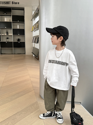 TUSHIT Store 2024 Spring Boys Cotton Long-Sleeved T-shirt in Korean Style - Kids Fashion from Malaysia