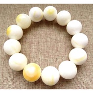 Natural Gold Thread Tridacna Jade With Silk Bracelet 16mm/87g Jewelry Organic Gem Buddhism Seven Tre