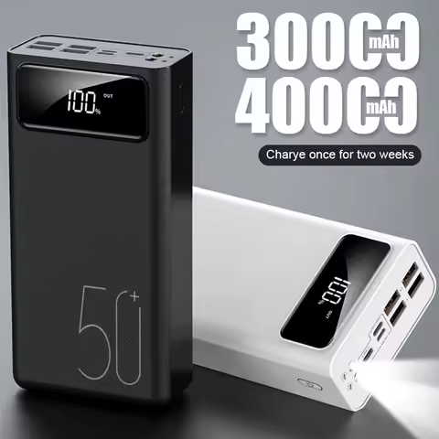 New Power Bank 30000mAh/40000mAh Portable Charger LED Light Poverbank Powerbank External Battery For