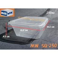 MW SQ-250 Microwavable Square Container with Lid (50set±)/(250ml) Disposable Plastic Food Container 