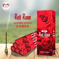 Local Seller - 1 Box of Red Rose Indian Incense Sticks (6 packets = 120 sticks)