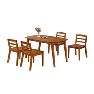 [特價]【MUNA 家居】日式風情雲杉檜木色4.5尺餐桌椅組(1桌4椅)