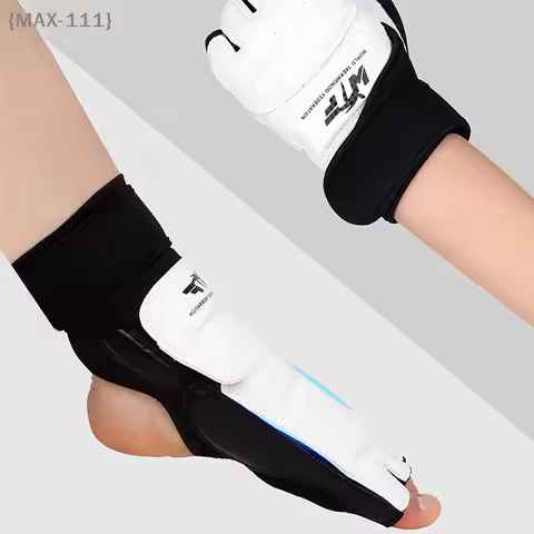 【F2-MAX111】Taekwondo Leather Foot Gloves Sparring Guard - Karate Ankle Protector Boxing Martial Arts