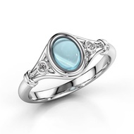 Cincin Klasik Women's S925 Sterling Silver Ring Natural Sapphire Moonstone Diamond Engagement Ring