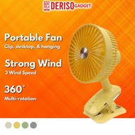 DERISO Desk Clip Fan Rotatable Fan Office Fan Stand Fan Hang Fan Rechargeable Fan Cooling Fans