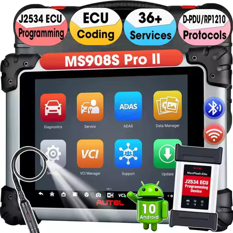 Autel MaxiSys MS908S Pro II OBD2 Car Diagnostic Tool, J2534 Online ECU Programming&Coding,38+ Servic