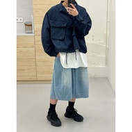 ▲Halo Selection▼Korea Korea FARMERS MARKET Cocoon Denim Shorts Wide Pants Men Women Unisex 2 Colors 