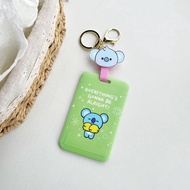 KPOP BTS BT21 Card Holder Cartoon Card Hard Case TATA COOKY Photocard Protector Key Ring with Stretchable Hanging Chain Access Control Card Storage Cover