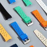 22mm Vintage Tropical Curved End Premium Silicone Strap Compatible for Blancpain X Swatch Fifty Fath